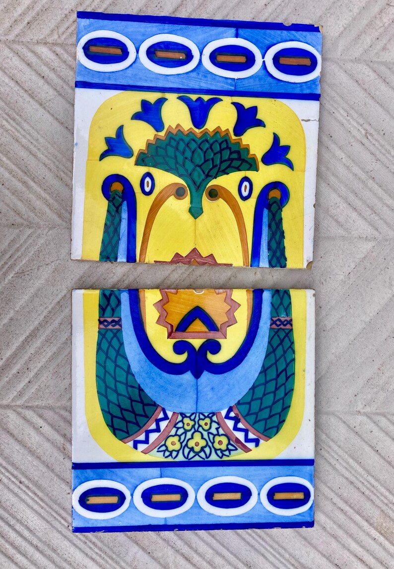 Original Art Nouveau tiles – Vintage hand painted Spanish tiles from the 10s - 20s, photo 6 of 8
