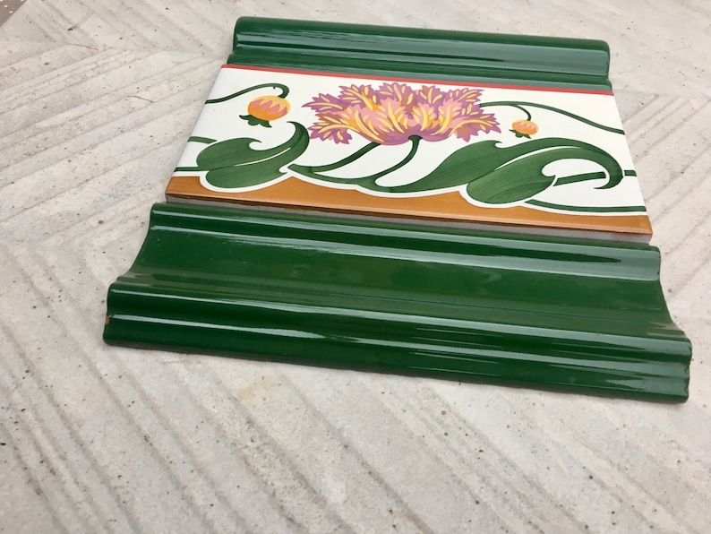Art Nouveau style floral border tiles — set of 3, photo 7 of 10