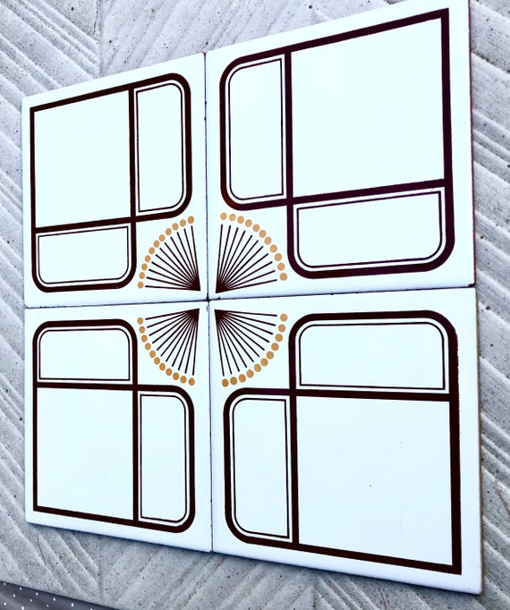 Spanish vintage tiles from the 70s – Brown + mustard yellow