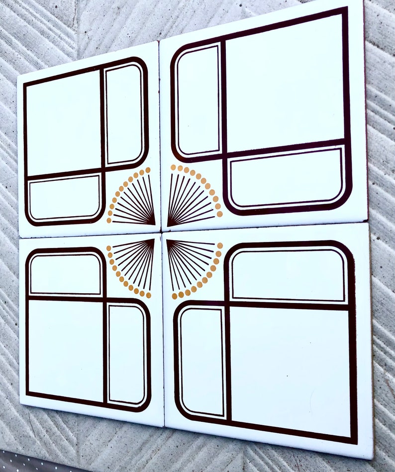 Spanish vintage tiles from the 70s – Brown + mustard yellow, photo 1 of 10