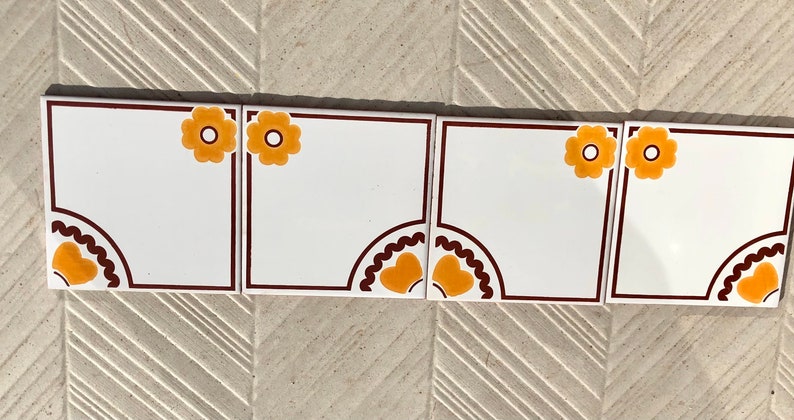 Spanish vintage tiles from the 70s – Brown + orange - yellow, photo 6 of 10