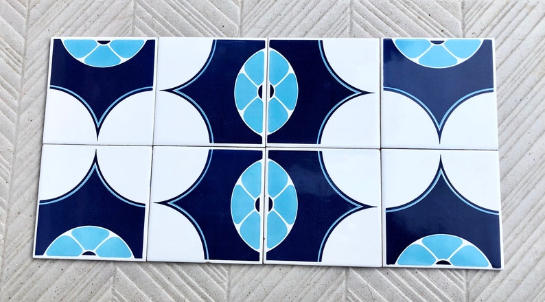 Blue tiles – Retro salvaged original 70s tiles — set of 4, photo 10 of 10