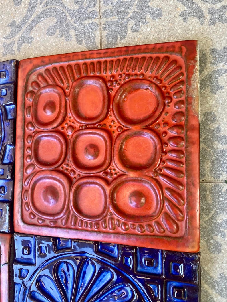 Last 4 tiles – Fat Lava 60s - 70s wall plaques, tiles / trivets, photo 9 of 10