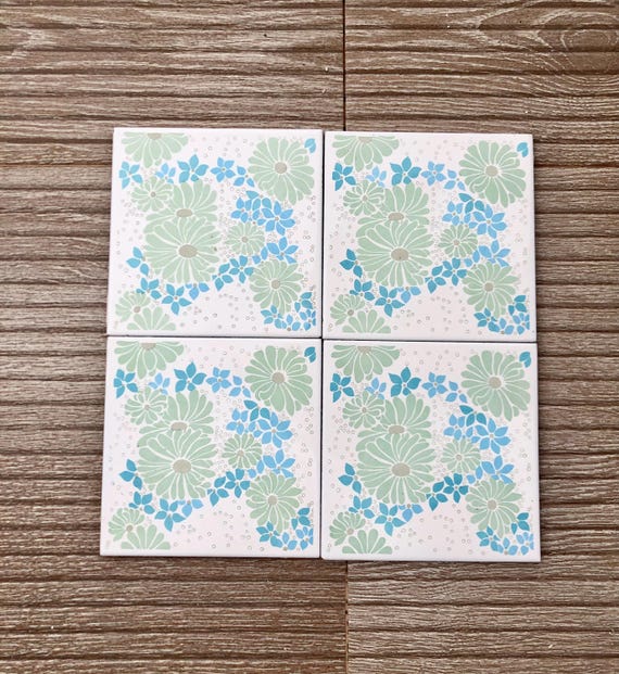 Spanish 60s 70s vintage tiles — set of 4