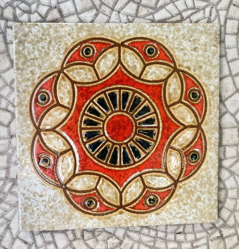 Fat Lava 60 - 70s wall plaque, tile / trivet, photo 5 of 9
