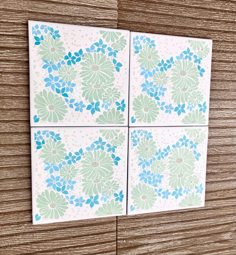 Spanish 60s 70s vintage tiles — set of 4, photo 3 of 7