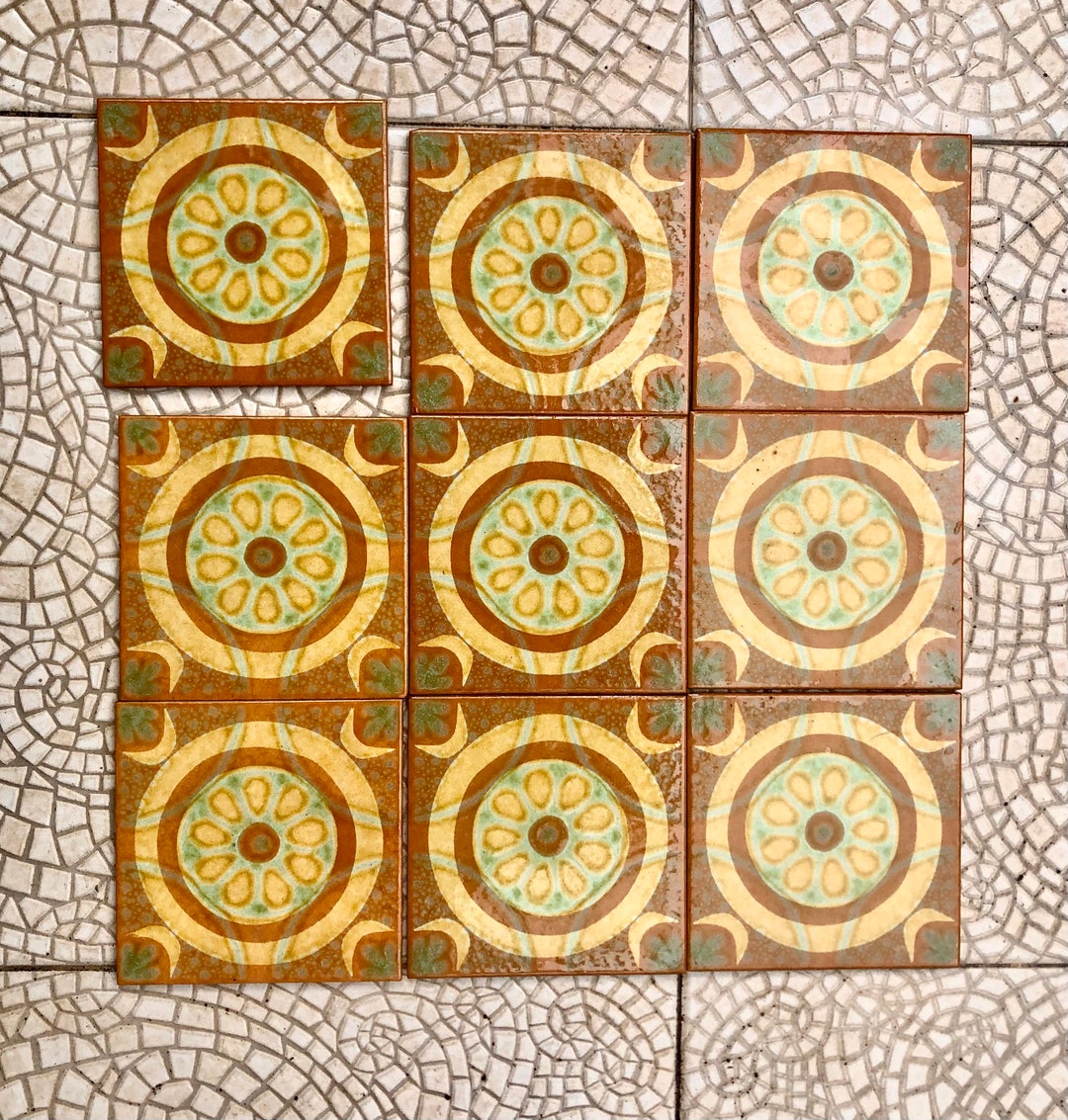 Original 70s Retro Tiles. Brown, Yellow, Blue, Orange. Fat Lava ...