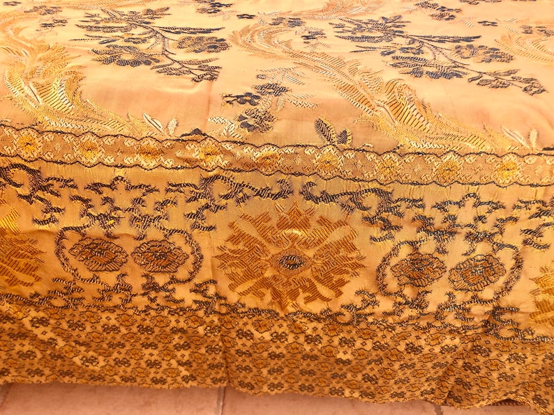 1950s Silk Damask Bedspread. Vintage Brocade Bedcover. Full Xl Etsy