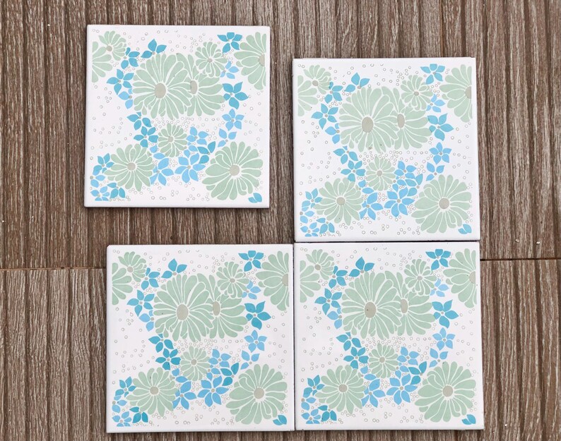 Spanish 60s 70s vintage tiles — set of 4, photo 2 of 7