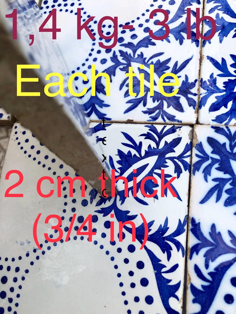 8 antique Art Nouveau blue + white original early 20th century Spanish decorative tiles, photo 9 of 10