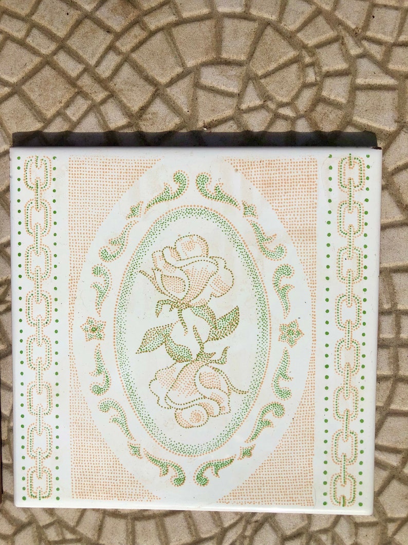 2 Original vintage floral tiles from the 60s - 70s, photo 4 of 8