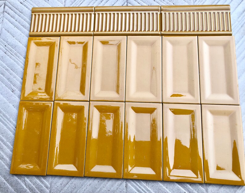 Art Nouveau style border tile set from Spain — set of 15, photo 3 of 10