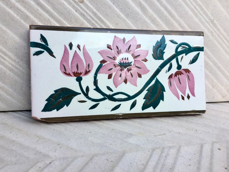 Art Nouveau 100 year old vintage tile, 20 x 10 cm, photo 4 of 7