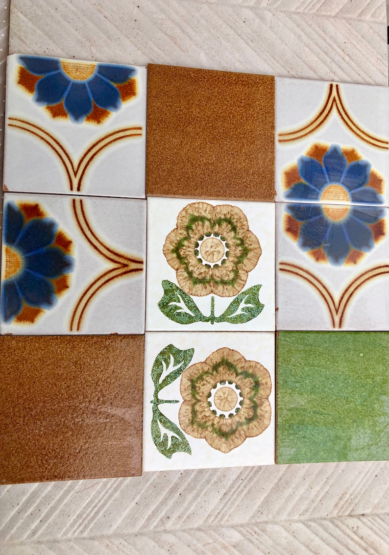 70s Spanish vintage tile mural — set of 9, photo 4 of 10