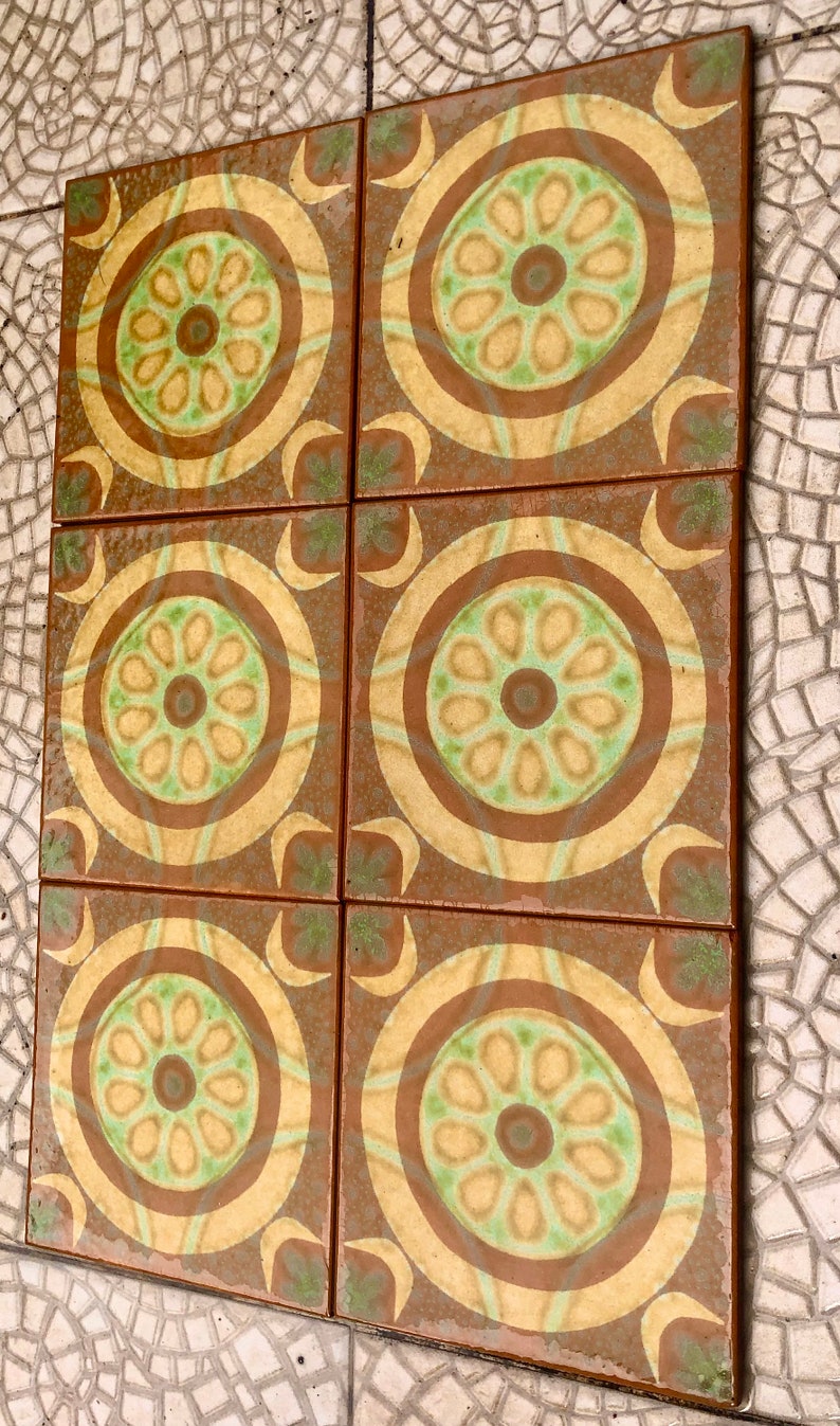 Original 70s retro tiles – 6 pcs Brown, blue, terracotta, photo 7 of 10