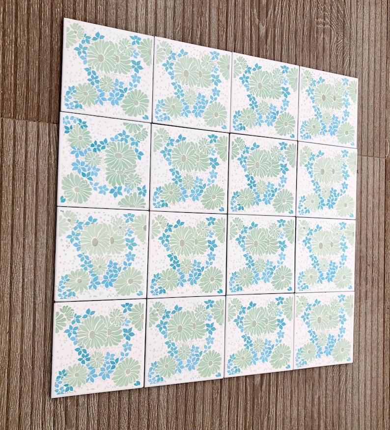 Spanish 60s 70s vintage tiles — set of 16, photo 5 of 8