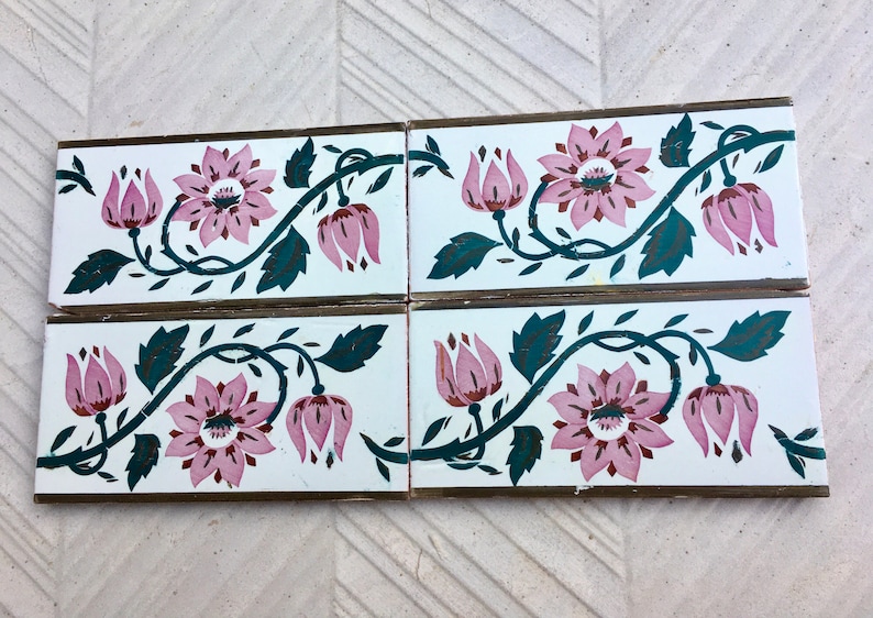 Art Nouveau 100 year old vintage tile, 20 x 10 cm, photo 7 of 7
