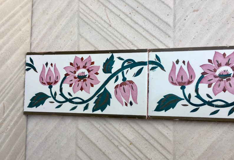 Art Nouveau 100 year old vintage tiles, 4 pc, photo 10 of 10