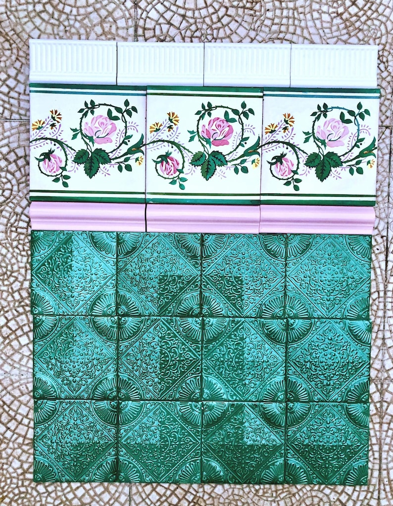 Art Nouveau style border tiles set, photo 1 of 10