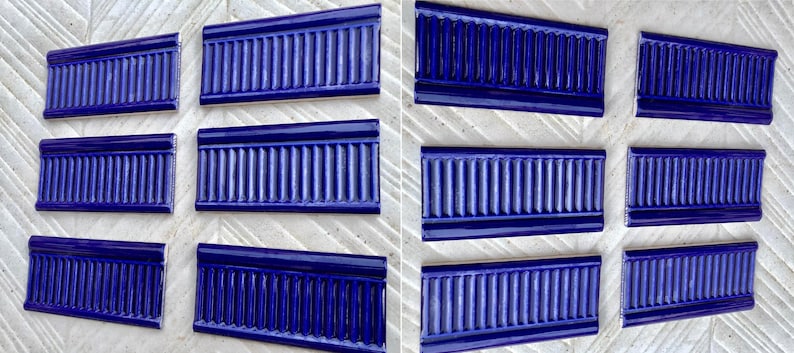 12 Blue Art Nouveau style border tiles, photo 8 of 10
