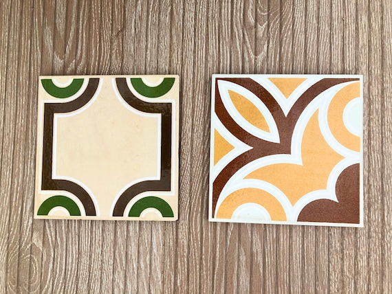 Spanish 60s 70s original vintage decorative tiles — set of 2