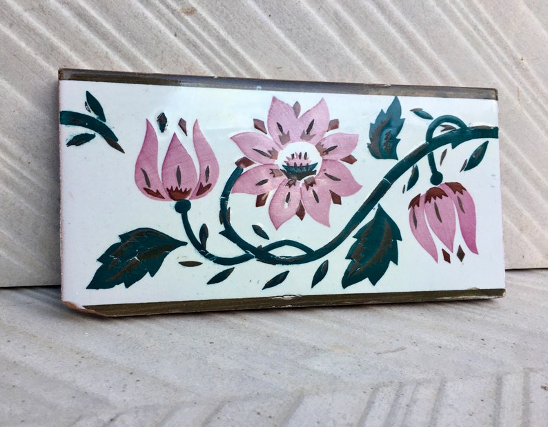 Art Nouveau 100 year old vintage tile, 20 x 10 cm, photo 5 of 7