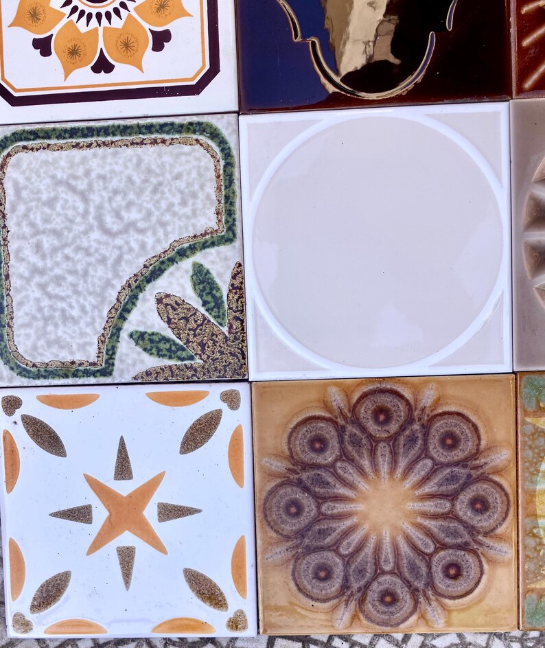 70s vintage glazed retro tiles — set of 16, photo 8 of 10