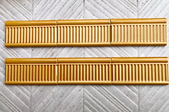 6 yellow Art Nouveau style border tiles