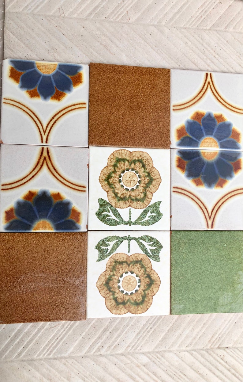 70s Spanish vintage tile mural — set of 9, photo 2 of 10