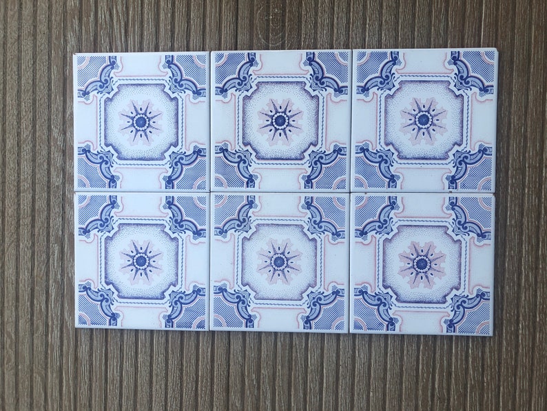 70s blue, pink retro tiles – 6 pcs, photo 5 of 10