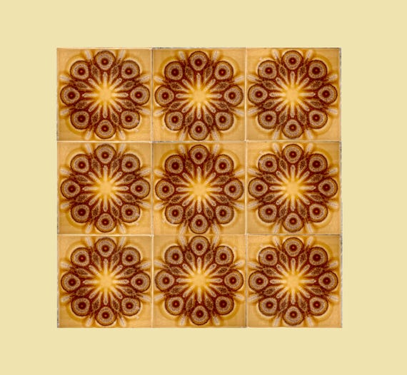 Original 70s retro unused tiles – 9 pcs Brown + orange Fat Lava tiles