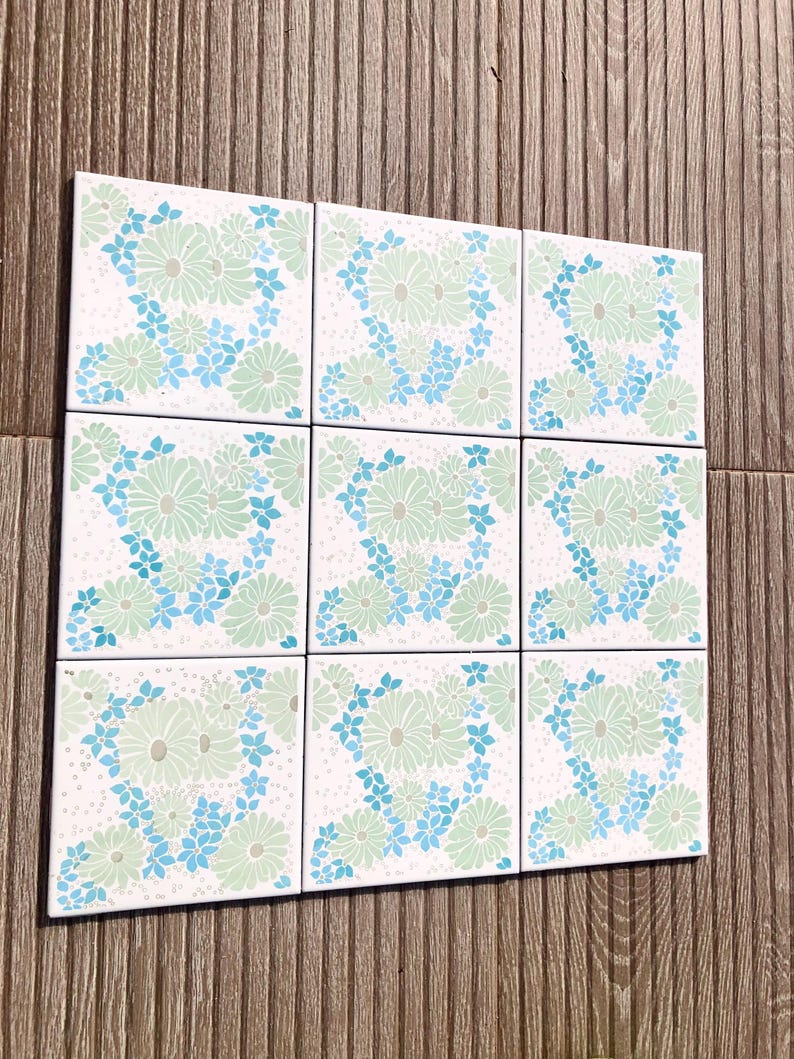 Spanish 60s 70s vintage tiles — set of 9, photo 3 of 6