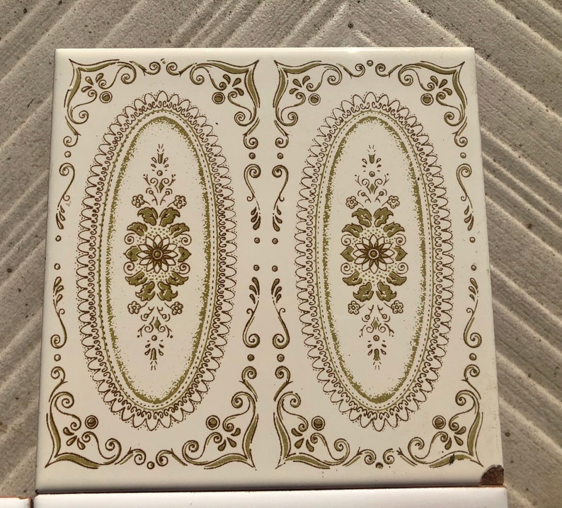 60s 70s vintage tiles Seconds, with some chips — set of 4, photo 7 of 10