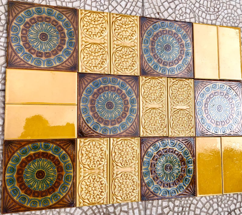 Brutalist style border tiles from Spain — set of 12, photo 1 of 9