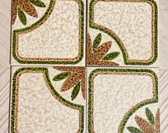 Backsplash vintage tiles. 4 pc. Fat lava, 60s 70s geometric decor. New old stock MCM Spanish decorative brutalist tiles.Mid century wall art