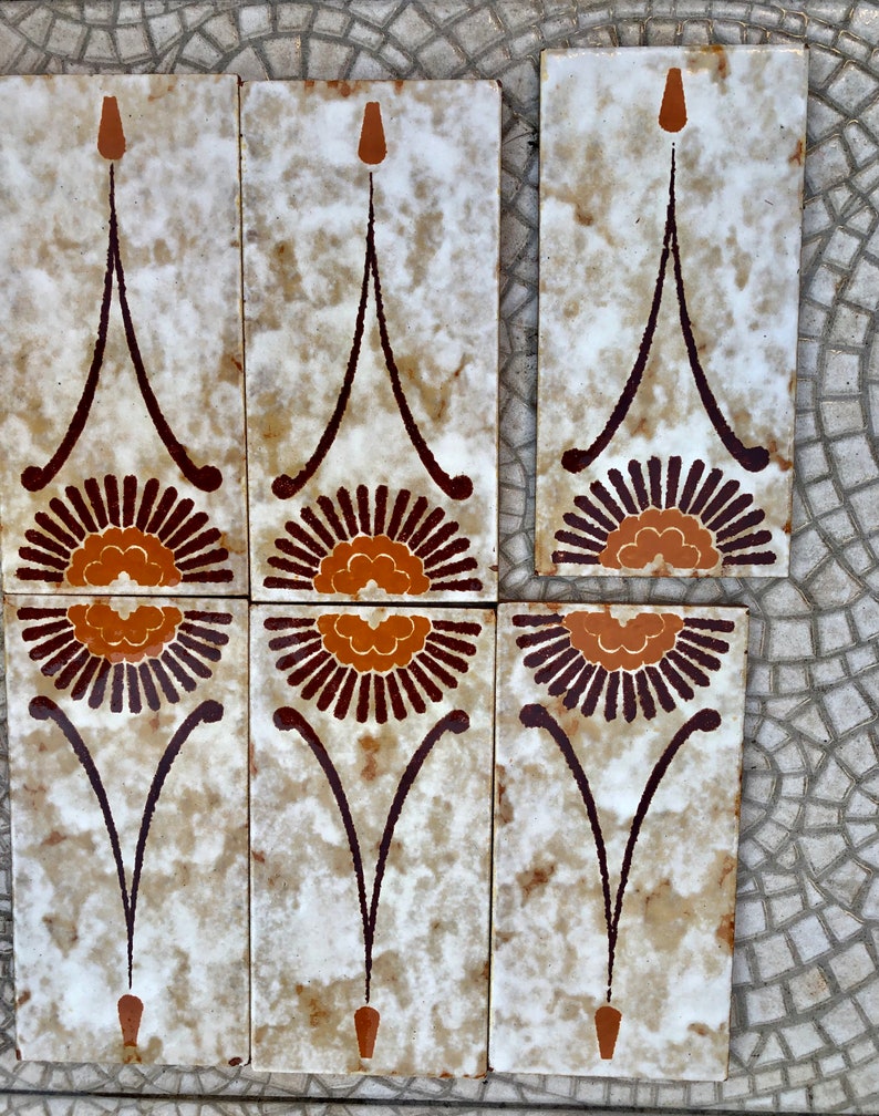 Spanish vintage Fat Lava tiles from the 70s — set of 6, photo 9 of 10