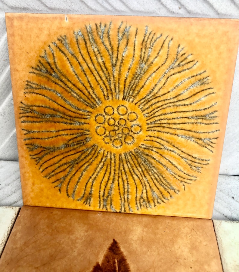 8 original Unused mid century retro Fat Lava tiles from Spain, photo 8 of 10