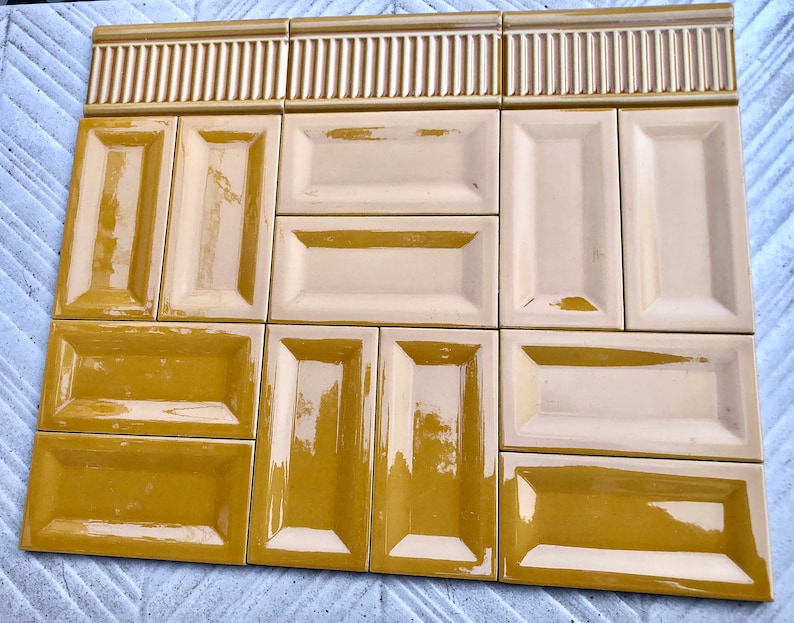 Art Nouveau style border tile set from Spain — set of 15, photo 1 of 10