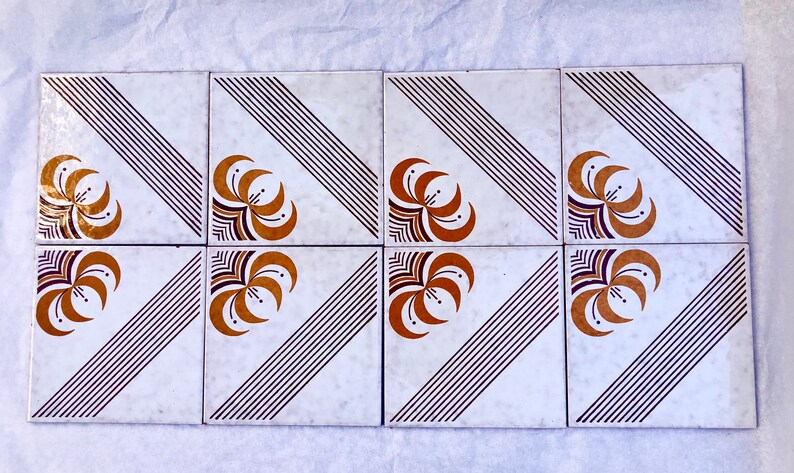 8 mid century majolica Fat Lava tiles from Spain, photo 6 of 10