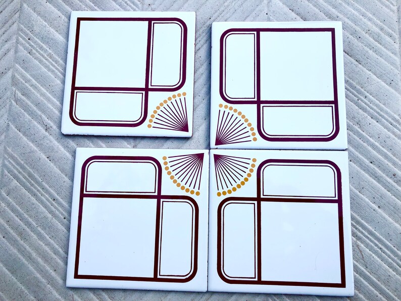 Spanish vintage tiles from the 70s – Brown + mustard yellow, photo 2 of 10