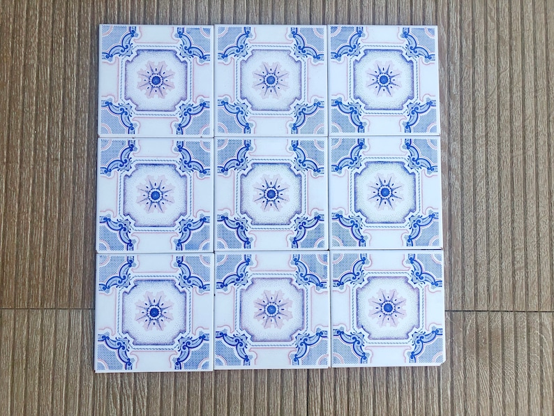 70s blue, pink retro tiles – 6 pcs, photo 10 of 10