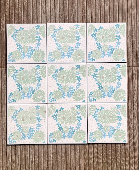 Spanish 60s 70s vintage tiles — set of 9