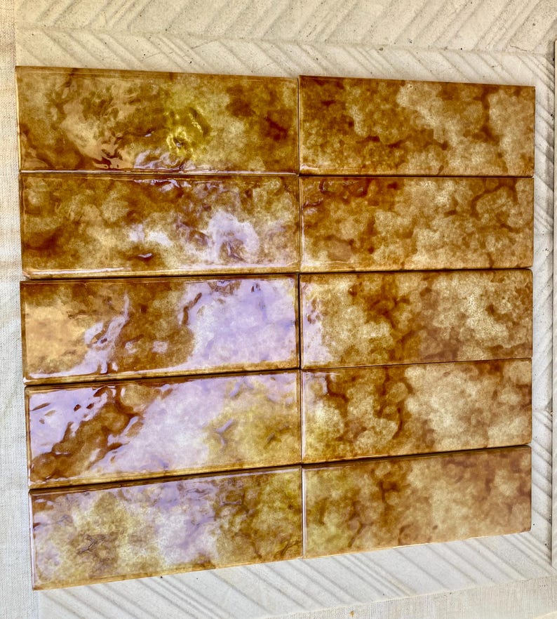 Spanish vintage Fat Lava tiles from the 70s — set of 10, photo 3 of 10
