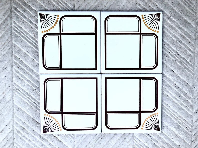Spanish vintage tiles from the 70s – Brown + mustard yellow, photo 7 of 10