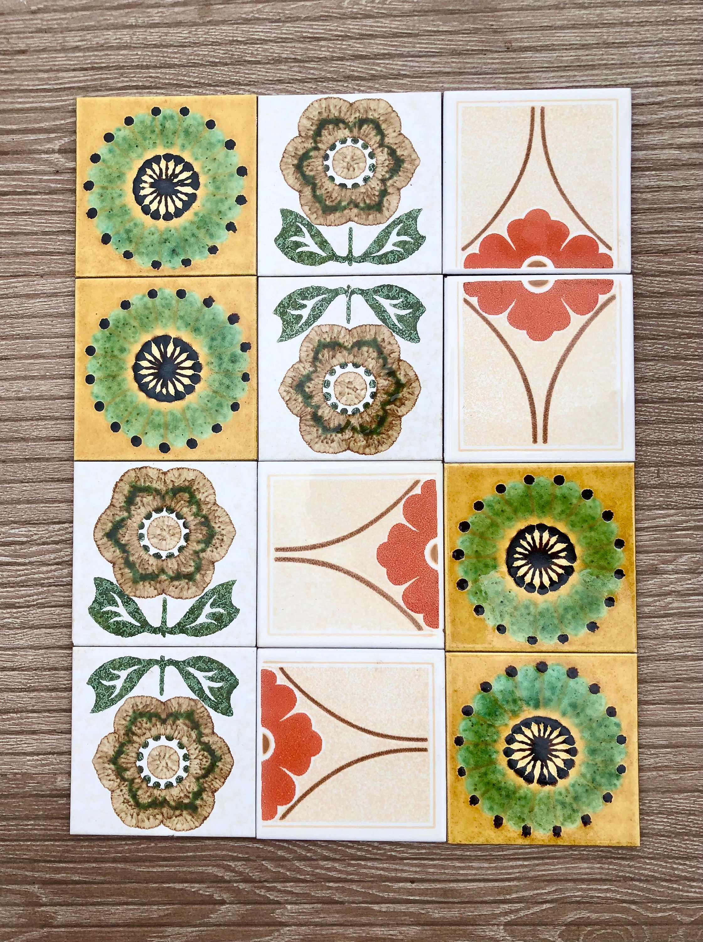 Spanish Vintage Glazed 70s Tiles. 12 Pcs . Fat Lava Original Unused ...