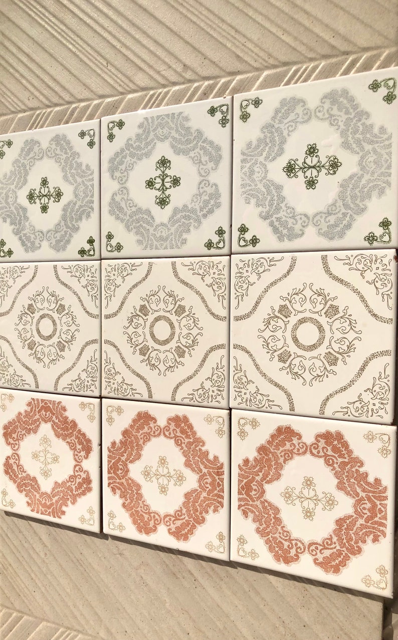 Spanish 60s 70s pink tiles – 9 pc set, photo 3 of 10