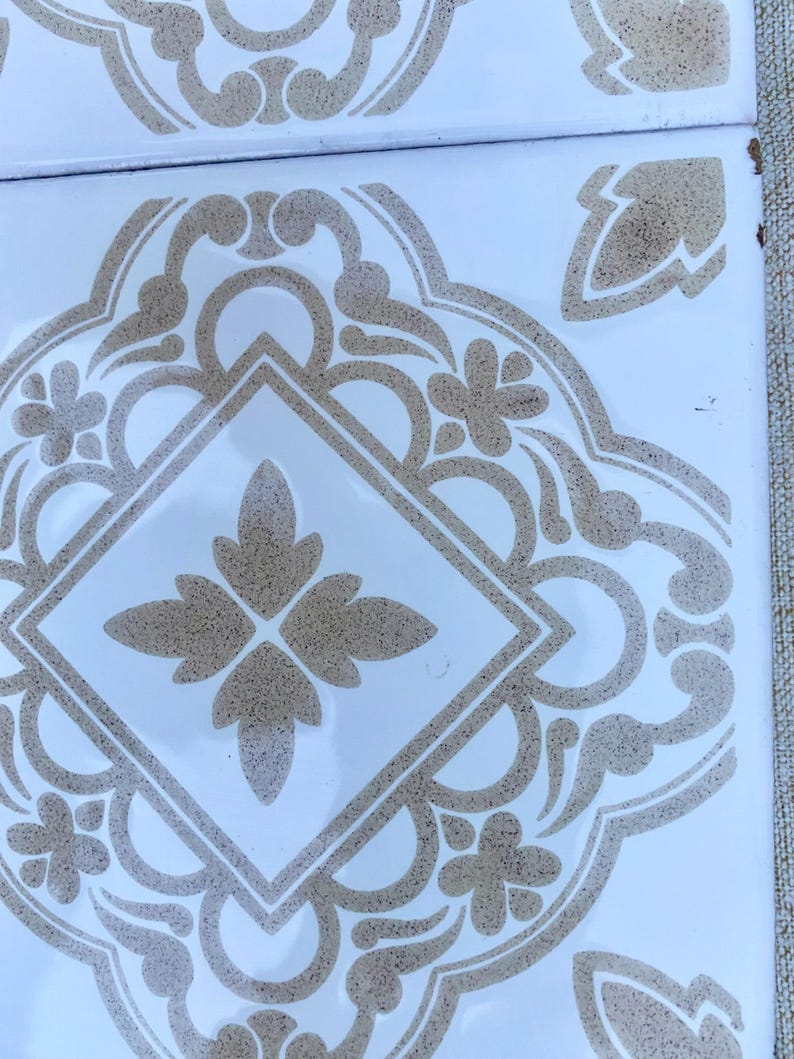 Spanish 60s 70s beige and white tiles — set of 9, photo 5 of 10