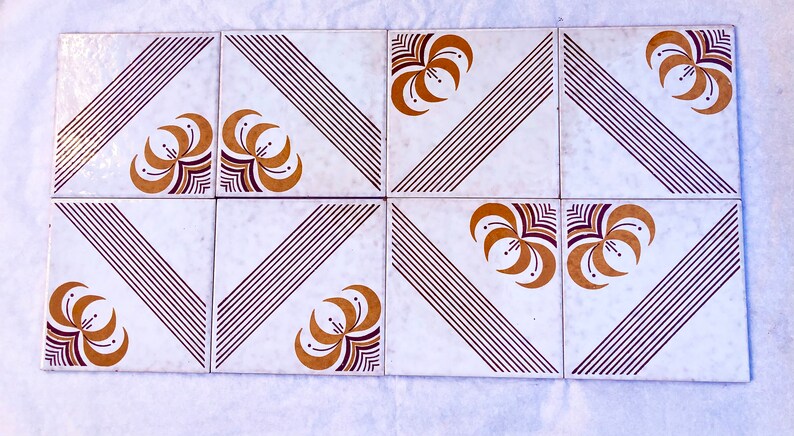8 mid century majolica Fat Lava tiles from Spain, photo 2 of 10