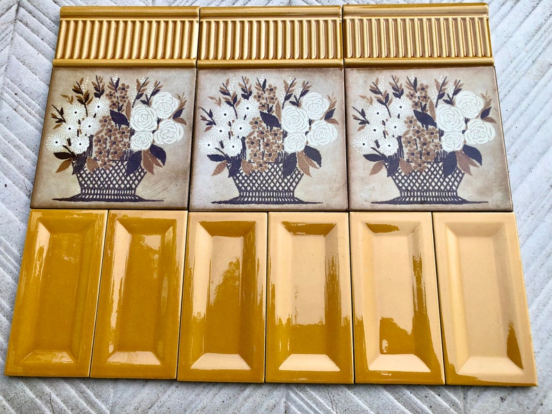 12 pc Art Nouveau style border tile set from Spain, photo 9 of 10