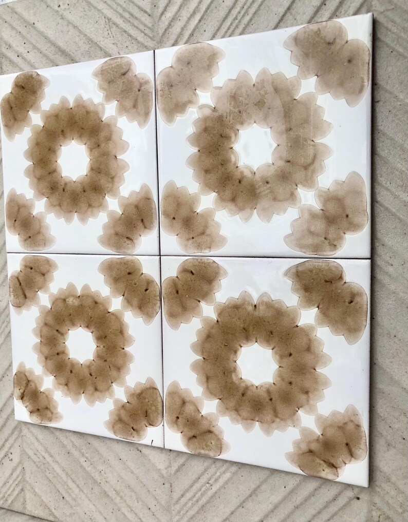 4 pc - 70s vintage tiles – Mid century , brown Fat Lava tiles from Spain, photo 9 of 9